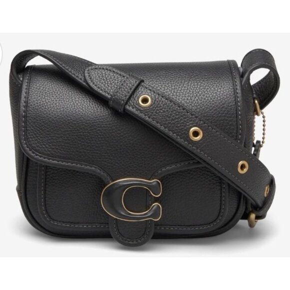 NEW WITH TAGS!  Coach Pebble Leather Black Tabby Messenger 19 - Picture 2 of 8